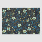  Art Nouveau Navy en Blauwgroen Bloemen Decoupage Tissuepapier (Voorkant)
