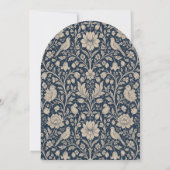 Art Nouveau Navy Monogram Bruiloft Kaart (Achterkant)