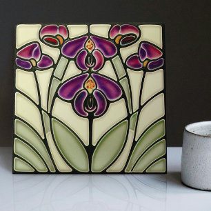 Art Nouveau Nemesia 'Dazzle-Me Lilac' Symmetrisch Tegeltje