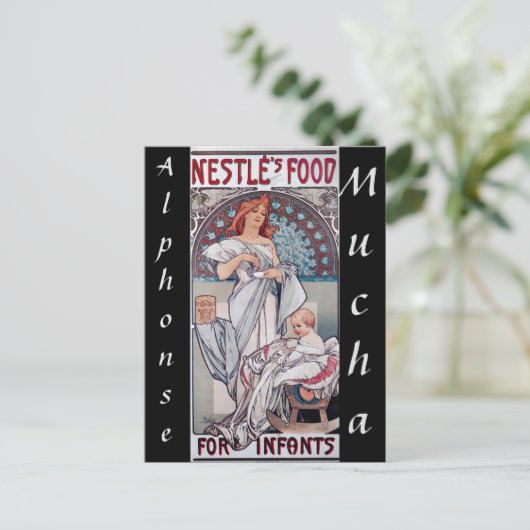 Art nouveau, Nestle baby eten door Alphonse Mucha Briefkaart (Staand voorkant)