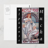 Art nouveau, Nestle baby eten door Alphonse Mucha Briefkaart (Voorkant / Achterkant)