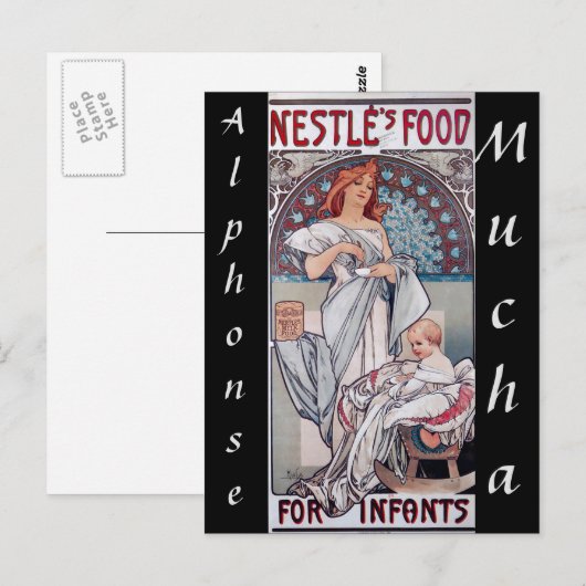 Art nouveau, Nestle baby eten door Alphonse Mucha Briefkaart (Voorkant / Achterkant)