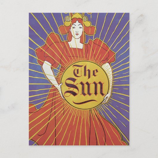 Art Nouveau, New York Sun Newspaper Briefkaart (Voorkant)