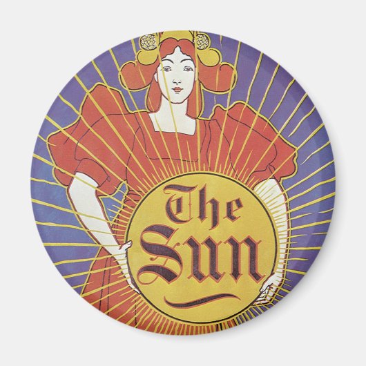  Art Nouveau, New York Sun Newspaper Magneet (Voorkant)