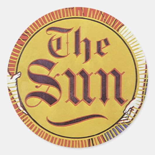  Art Nouveau, New York Sun Newspaper Ronde Sticker (Voorkant)