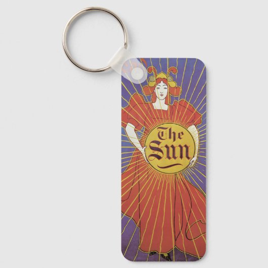  Art Nouveau, New York Sun Newspaper Sleutelhanger (Voorkant)