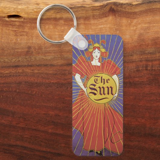  Art Nouveau, New York Sun Newspaper Sleutelhanger (Voorkant)