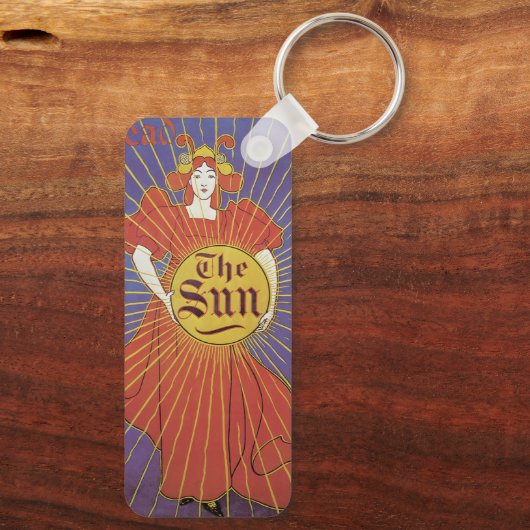  Art Nouveau, New York Sun Newspaper Sleutelhanger (Achterkant)