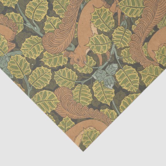 Art Nouveau Oak en Squirrels Tissuepapier (Detail)