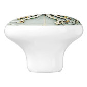 Art Nouveau Octopus Faux Relief Gold & Mint Pastel Keramische Knop (Zijkant)