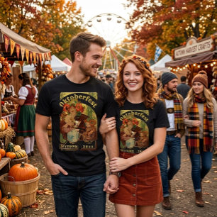 Art Nouveau Oktoberfest sjabloon uit het verleden T-shirt