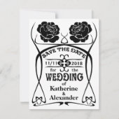 Art Nouveau Old West Roos Wedding Save the Date (Voorkant)