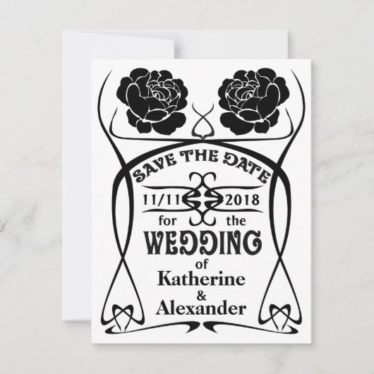 Art Nouveau Old West Roos Wedding Save the Date (Voorkant)