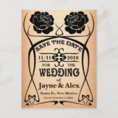 Art Nouveau Old West Roos Wedding Save the Date Aankondigingskaart (Voorkant)