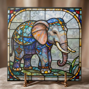Art Nouveau Olifant namaak glas-in-lood mozaïekkun Tegeltje