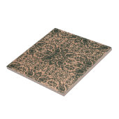Art Nouveau Olive Green Beige Mirror Art Patroon Tegeltje (Zijkant)