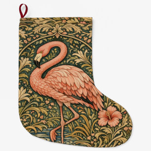 Art nouveau ontwerp met roze flamingo's in vintage grote kerstsok