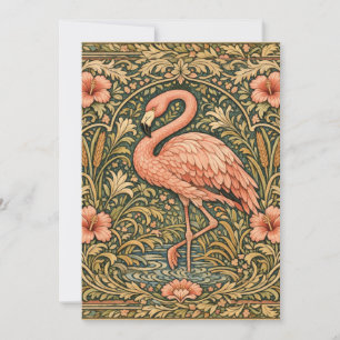 Art nouveau ontwerp met roze flamingo's uit het ve kaart