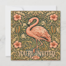Art nouveau ontwerp met roze flamingo's uit het ve