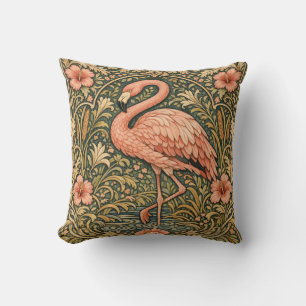 Art nouveau ontwerp met roze flamingo's uit het ve kussen