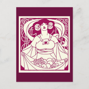 Art Nouveau Oogstmaagd Illustratie Vintage Briefkaart