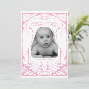  Art Nouveau Ooievaar Vogels Grens Geboorte Aankondiging