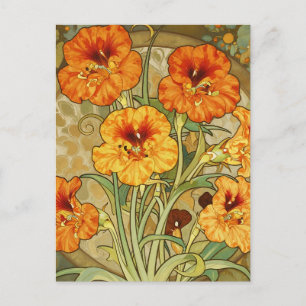 Art Nouveau Oost-Indische-Kers Bloempatroon Briefkaart