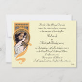  art nouveau oranje bruiloft uitnodiging (Achterkant)
