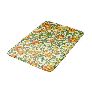 Art Nouveau oranje en gele bloempatroon Badmat