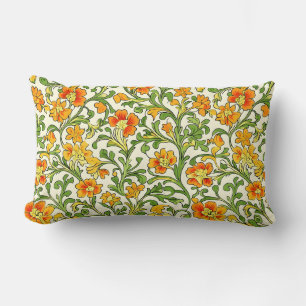 Art Nouveau oranje en gele bloempatroon Kussen
