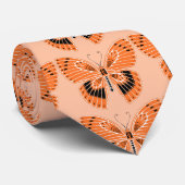 Art Nouveau Oranje monarchvlinders Stropdas (Opgerold)