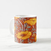 Art Nouveau Oranje Poppy Koffiemok (Voorkant links)