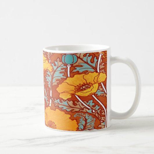 Art Nouveau Oranje Poppy Koffiemok (Rechts)