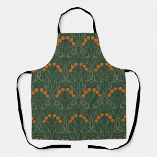 Art Nouveau Oranje Rozen en Sinuzeuze Stelen Schort