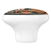 Art Nouveau Oranje tijgerkat Keramische Knop (Zijkant)