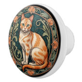 Art Nouveau Oranje tijgerkat Keramische Knop (Rechts)