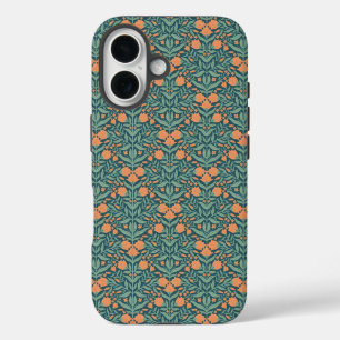 Art Nouveau oranje tulp-achtig bloempatroon iPhone 16 Hoesje