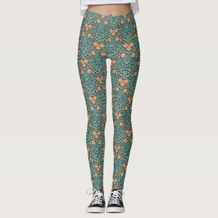Art Nouveau oranje tulp-achtig bloempatroon Leggings