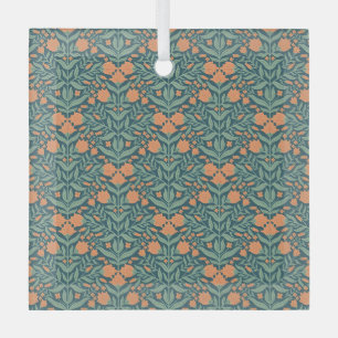Art Nouveau oranje tulpenachtig bloempatroon Glas Ornament