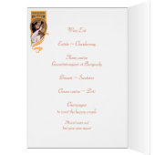 Art nouveau oranje yellow bruiloft menukaart (Binnen (Links))