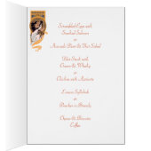 Art nouveau oranje yellow bruiloft menukaart (Binnen (Rechts))