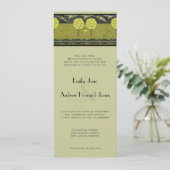 Art Nouveau Orchard  Bird Wedding Invites Kaart (Staand voorkant)