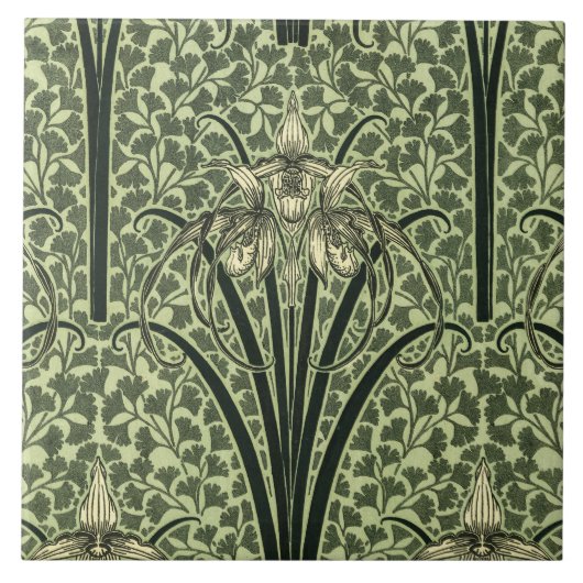 Art Nouveau Orchid-ontwerp Tegeltje (Voorkant)
