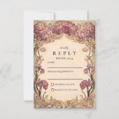 Art Nouveau Orchid Wedding RSVP Kaartje (Voorkant)