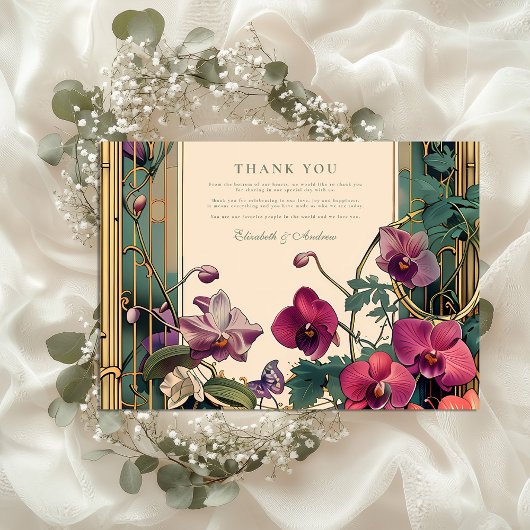 Art Nouveau Orchide Trouwframe Bedankkaart