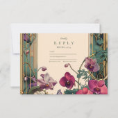 Art Nouveau Orchidee Lijst bruiloft RSVP Kaartje (Voorkant)