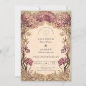 Art Nouveau Orchideeën Bruiloft Kaart (Voorkant)