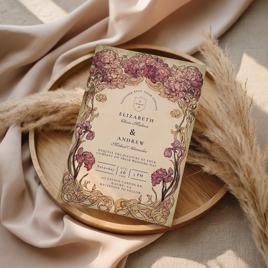 Art Nouveau Orchideeën Bruiloft Kaart