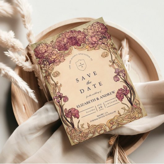 Art Nouveau Orchideeën Bruiloft Save The Date