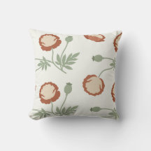 Art Nouveau Organische Poppy Worp Kussen
